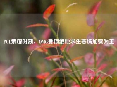 PCL荣耀时刻，OMG登顶绝地求生赛场加冕为王