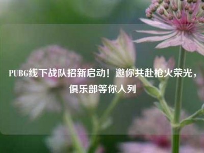 PUBG线下战队招新启动！邀你共赴枪火荣光，俱乐部等你入列