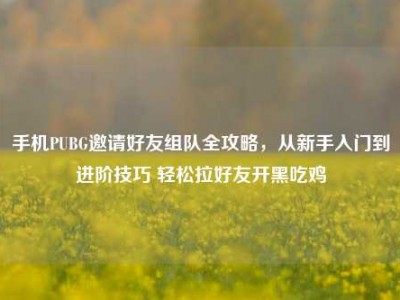 手机PUBG邀请好友组队全攻略，从新手入门到进阶技巧 轻松拉好友开黑吃鸡