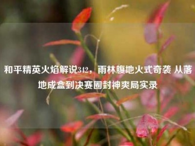 和平精英火焰解说342，雨林腹地火式奇袭 从落地成盒到决赛圈封神爽局实录