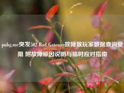 pubg.me突发502 Bad Gateway故障致玩家数据查询受阻 附故障原因说明与临时应对指南