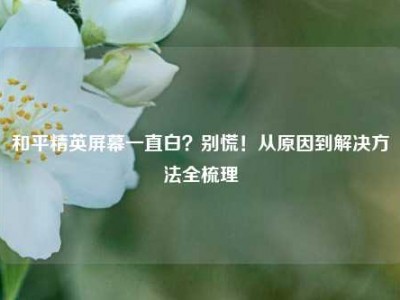和平精英屏幕一直白？别慌！从原因到解决方法全梳理