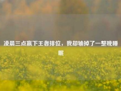 凌晨三点赢下王者排位，我却输掉了一整晚睡眠