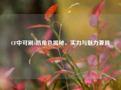 CF中可刷4防角色揭秘，实力与魅力兼具