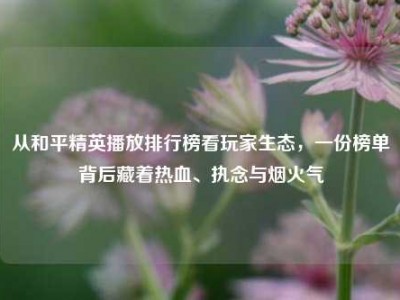 从和平精英播放排行榜看玩家生态，一份榜单背后藏着热血、执念与烟火气