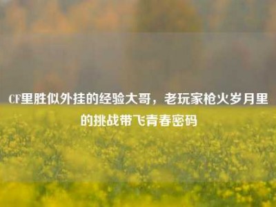 CF里胜似外挂的经验大哥，老玩家枪火岁月里的挑战带飞青春密码