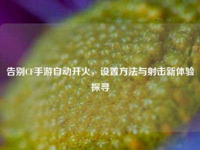 告别CF手游自动开火，设置方法与射击新体验探寻