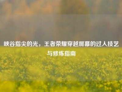 峡谷指尖的光，王者荣耀穿越屏幕的过人技艺与修炼指南