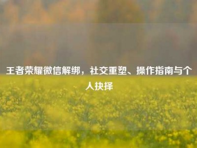 王者荣耀微信解绑，社交重塑、操作指南与个人抉择