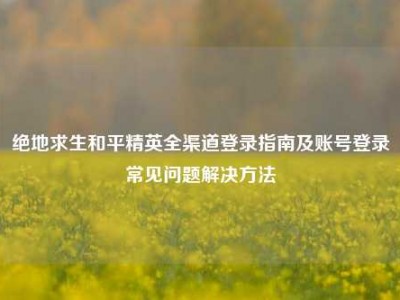 绝地求生和平精英全渠道登录指南及账号登录常见问题解决方法