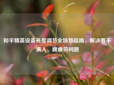 和平精英设备亮度调节全场景指南，解决看不清人、眼疲劳问题