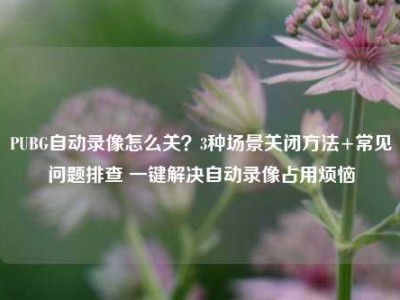 PUBG自动录像怎么关？3种场景关闭方法+常见问题排查 一键解决自动录像占用烦恼