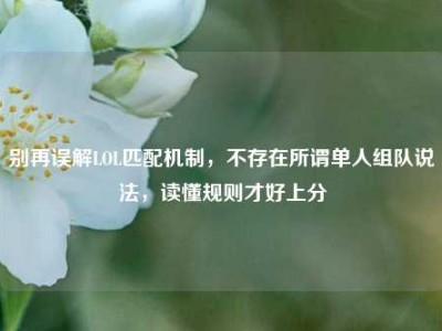 别再误解LOL匹配机制，不存在所谓单人组队说法，读懂规则才好上分