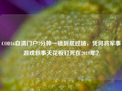 COD16自清门户7分钟一镜到底过场，凭何将军事游戏叙事天花板钉死在2019年？