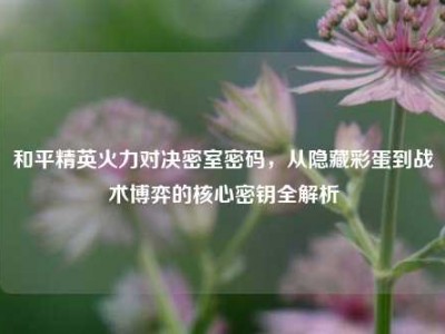 和平精英火力对决密室密码，从隐藏彩蛋到战术博弈的核心密钥全解析