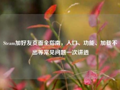 Steam加好友页面全指南，入口、功能、加载不出等常见问题一次讲透