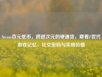 Steam百元纸币，跨越次元的硬通货，藏着Z世代游戏记忆、社交密码与实用价值