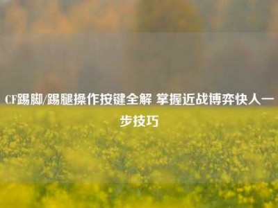CF踢脚/踢腿操作按键全解 掌握近战博弈快人一步技巧