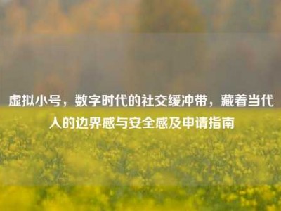 虚拟小号，数字时代的社交缓冲带，藏着当代人的边界感与安全感及申请指南