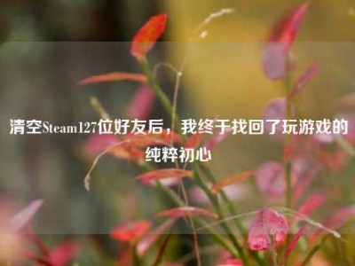 清空Steam127位好友后，我终于找回了玩游戏的纯粹初心