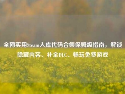 全网实用Steam入库代码合集保姆级指南，解锁隐藏内容、补全DLC、畅玩免费游戏