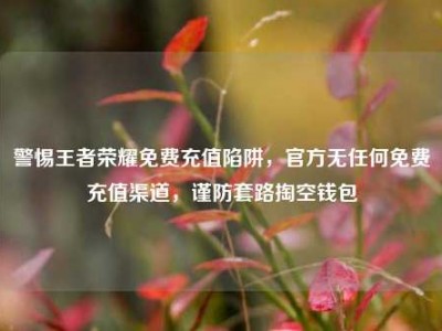 警惕王者荣耀免费充值陷阱，官方无任何免费充值渠道，谨防套路掏空钱包