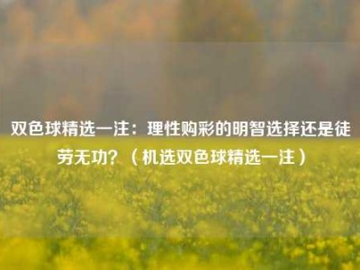 双色球精选一注：理性购彩的明智选择还是徒劳无功？（机选双色球精选一注）
