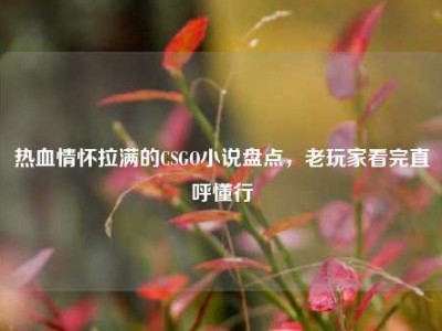 热血情怀拉满的CSGO小说盘点，老玩家看完直呼懂行