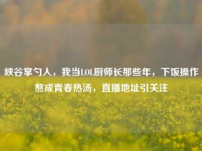 峡谷掌勺人，我当LOL厨师长那些年，下饭操作熬成青春热汤，直播地址引关注