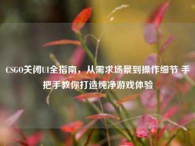 CSGO关闭UI全指南，从需求场景到操作细节 手把手教你打造纯净游戏体验