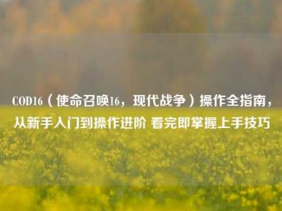 COD16（使命召唤16，现代战争）操作全指南，从新手入门到操作进阶 看完即掌握上手技巧