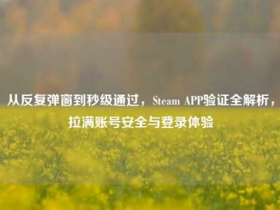 从反复弹窗到秒级通过，Steam APP验证全解析，拉满账号安全与登录体验