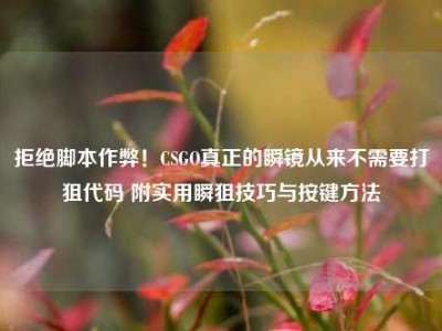 拒绝脚本作弊！CSGO真正的瞬镜从来不需要打狙代码 附实用瞬狙技巧与按键方法