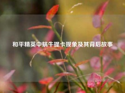 和平精英中蜗牛提卡现象及其背后故事