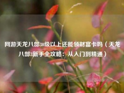 网游天龙八部30级以上还能领财富卡吗（天龙八部3新手全攻略：从入门到精通）