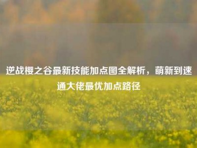 逆战樱之谷最新技能加点图全解析，萌新到速通大佬最优加点路径
