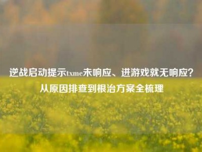 逆战启动提示txme未响应、进游戏就无响应？从原因排查到根治方案全梳理