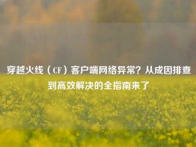 穿越火线（CF）客户端网络异常？从成因排查到高效解决的全指南来了