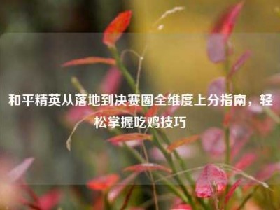 和平精英从落地到决赛圈全维度上分指南，轻松掌握吃鸡技巧