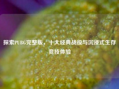 探索PUBG完整版，十大经典战役与沉浸式生存竞技体验