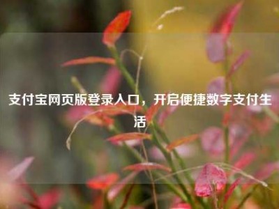 支付宝网页版登录入口，开启便捷数字支付生活