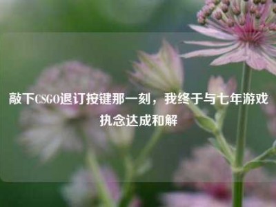 敲下CSGO退订按键那一刻，我终于与七年游戏执念达成和解