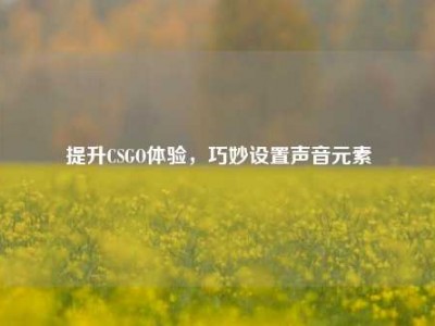 提升CSGO体验，巧妙设置声音元素