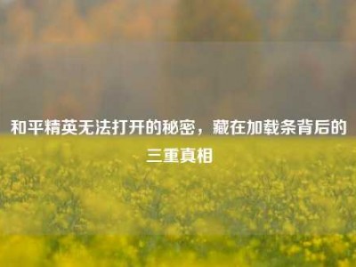 和平精英无法打开的秘密，藏在加载条背后的三重真相
