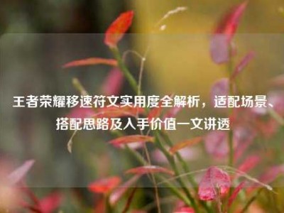 王者荣耀移速符文实用度全解析，适配场景、搭配思路及入手价值一文讲透