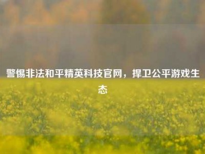 警惕非法和平精英科技官网，捍卫公平游戏生态