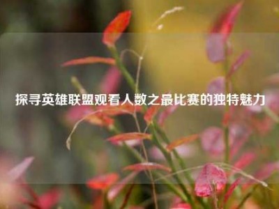 探寻英雄联盟观看人数之最比赛的独特魅力
