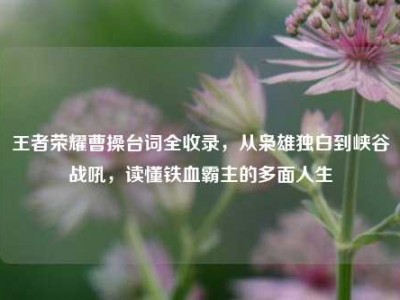 王者荣耀曹操台词全收录，从枭雄独白到峡谷战吼，读懂铁血霸主的多面人生