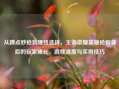 从蹲点秒抢到理性选择，王者荣耀英雄抢购背后的玩家成长、游戏温度与实用技巧