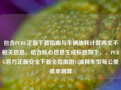 包含PUBG正版下载指南与车辆油耗计算两类不相关信息，结合核心信息生成标题如下，，PUBG官方正版安全下载全指南附14油耗车型每公里成本测算